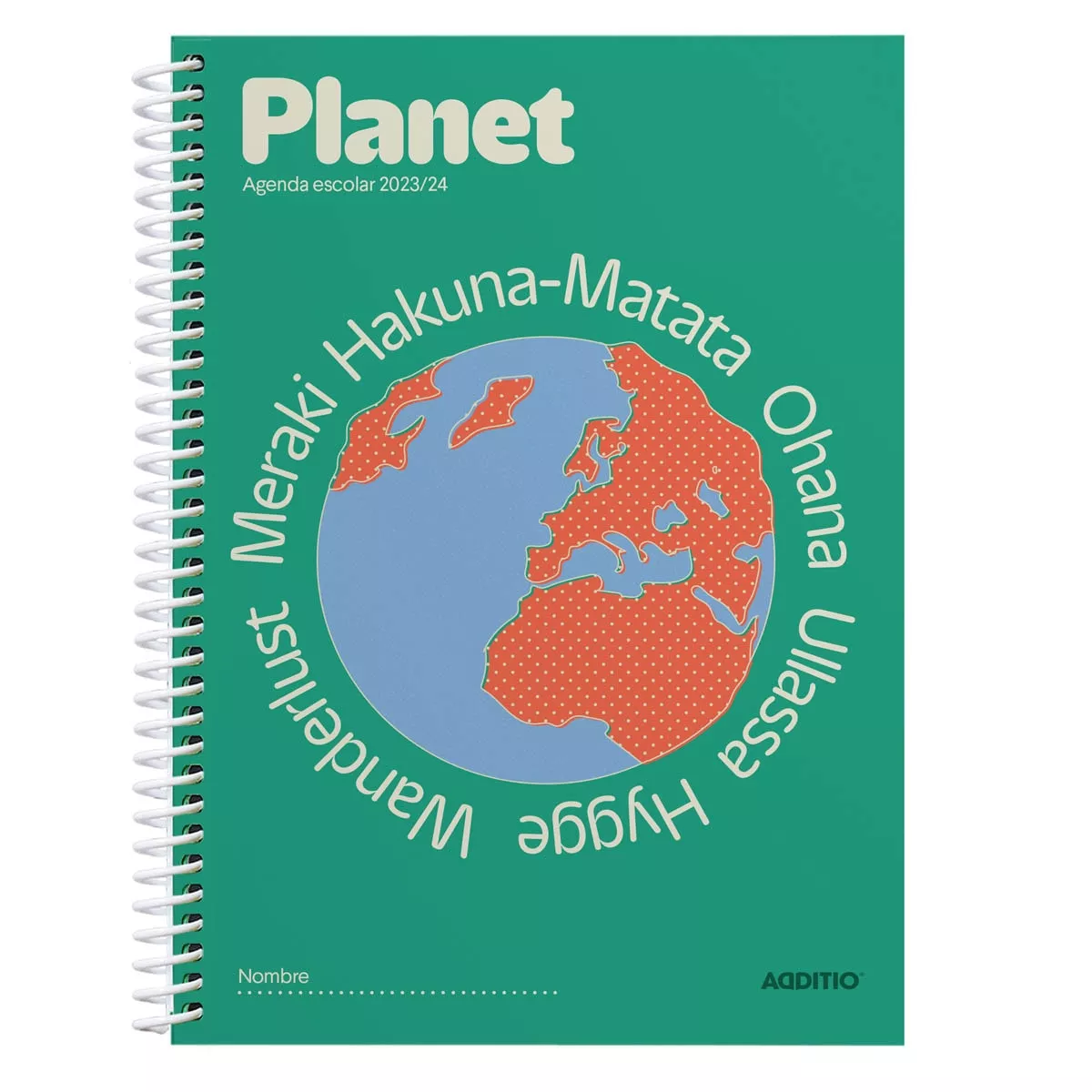 Additio - Agenda Planet, Curso 2023-2024 Semana Vista, Formato Din A5, , Verde, Castellano En Oferta Additio - Agenda Planet
