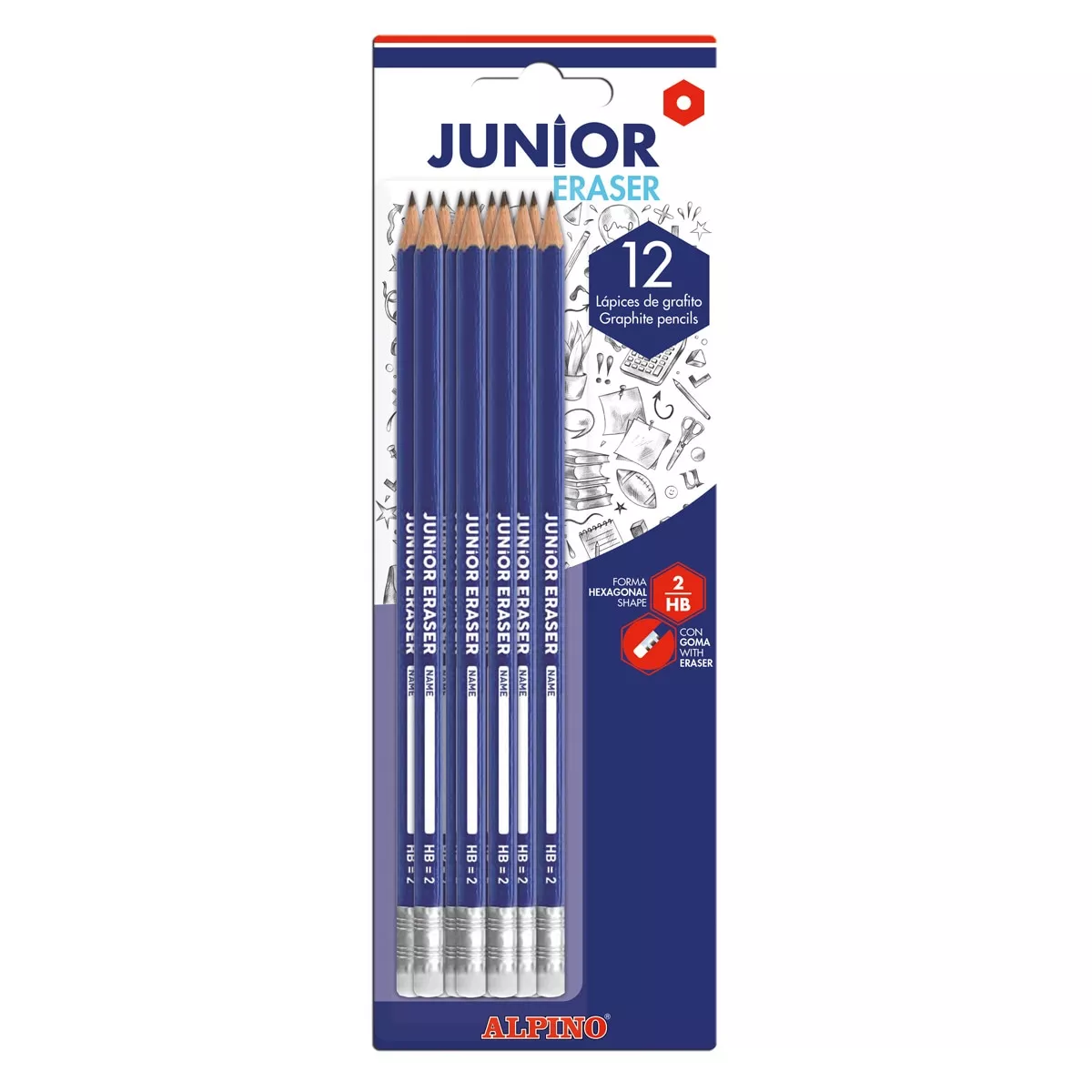 Alpino - Blister 12 Lápices De Grafito Con Goma Junior barato