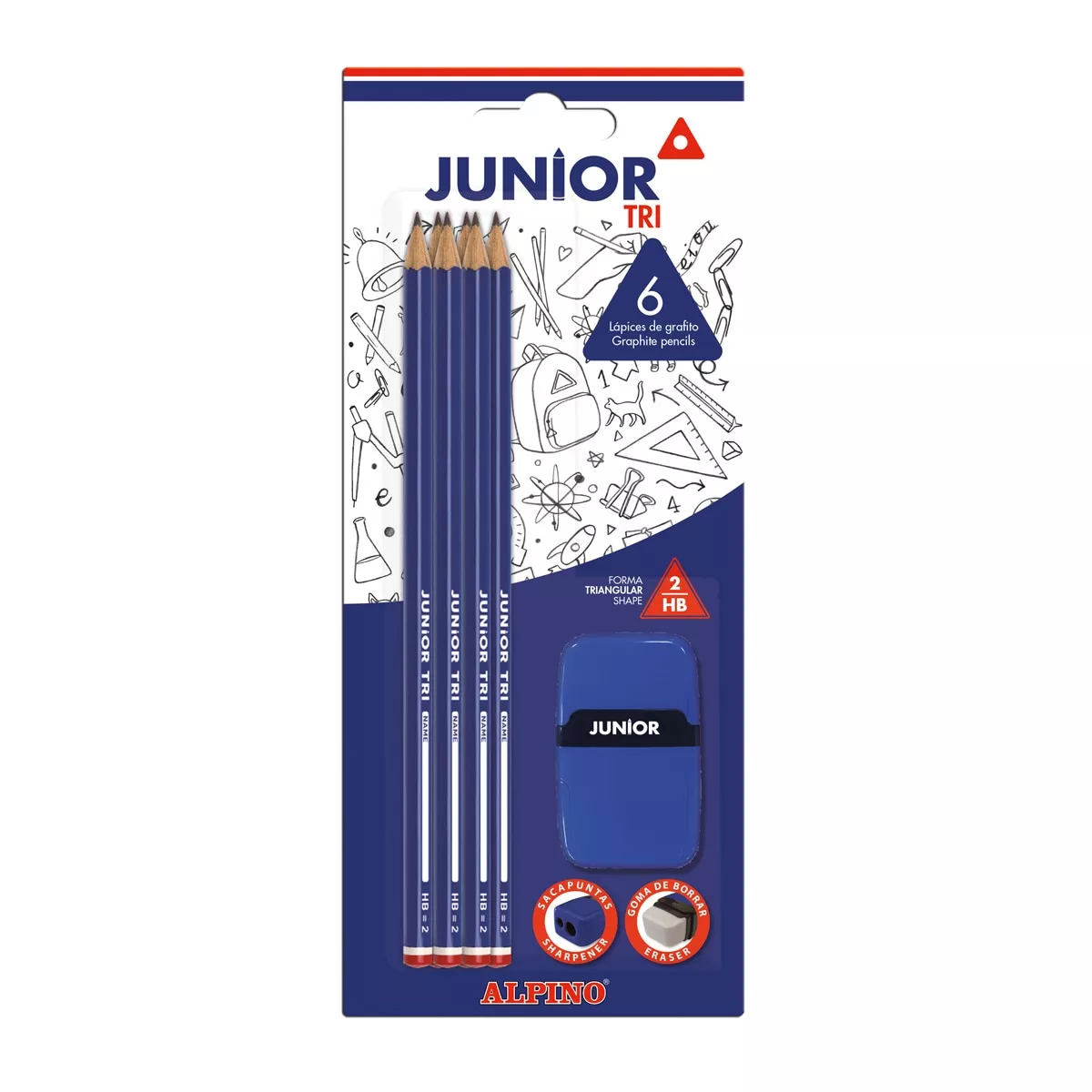Alpino - Blister 6 Lápices Grafito + Duo Sacapuntas Goma De Borrar Junior Tri En Oferta Alpino - Blister 6 Lápices Grafito + Duo Sacapuntas Goma De Borrar Junior Tri Barato