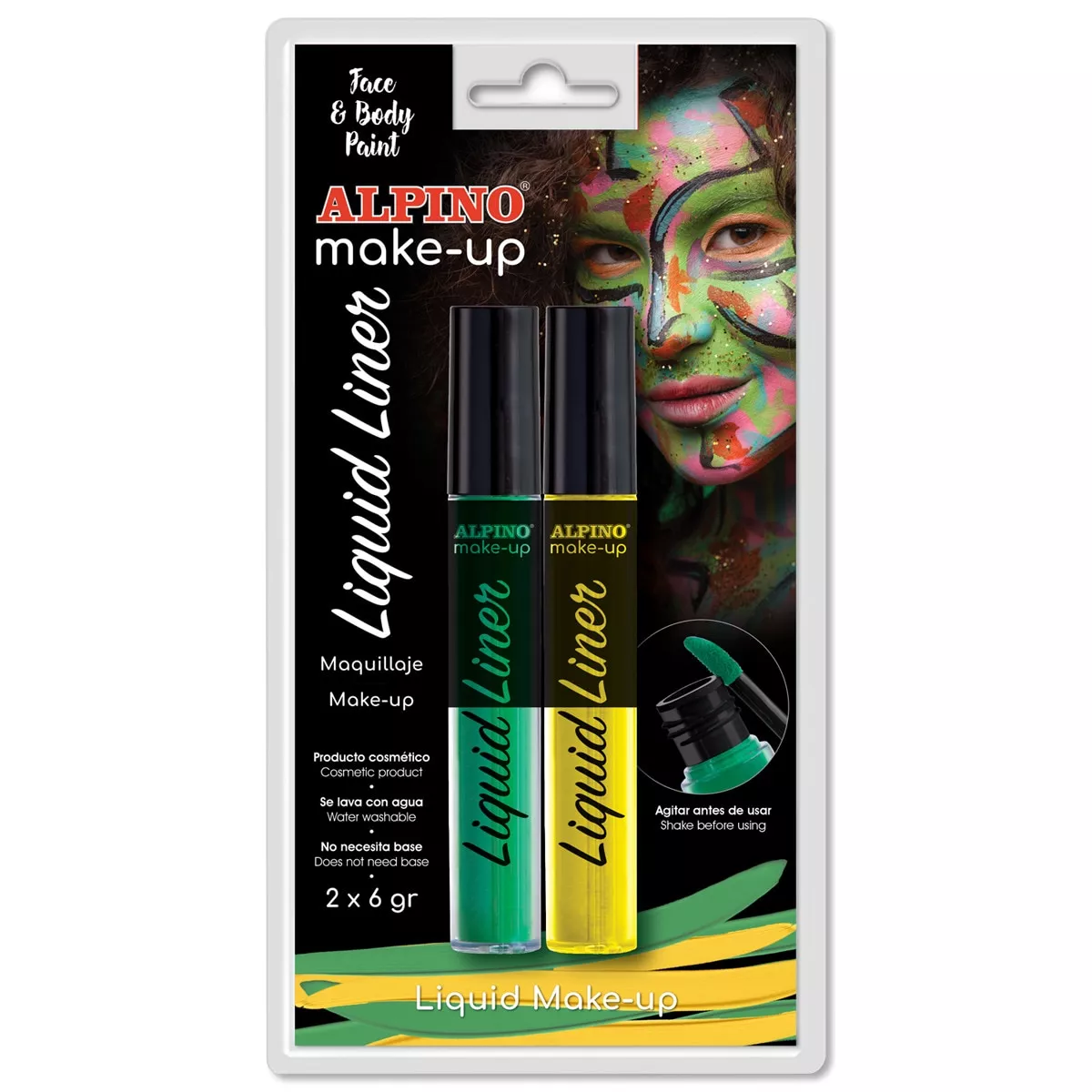 Alpino - Blister Maquillaje 2 Liquid Liner Amarillo & Verde barato