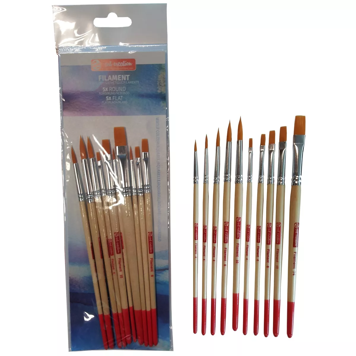 Art Creation - Set De Diez Pinceles Artcreation Mango Corto Para Acuarela Y Tempera De Diferentes Tipos Y Tamaños De Toray Artcreation Beige En Oferta Art Creation - Set De Diez Pinceles Artcreation Mango Corto Para Acuarela Y Tempera De Diferentes Tipos Y Tamaños De Toray Artcreation Beige Barato
