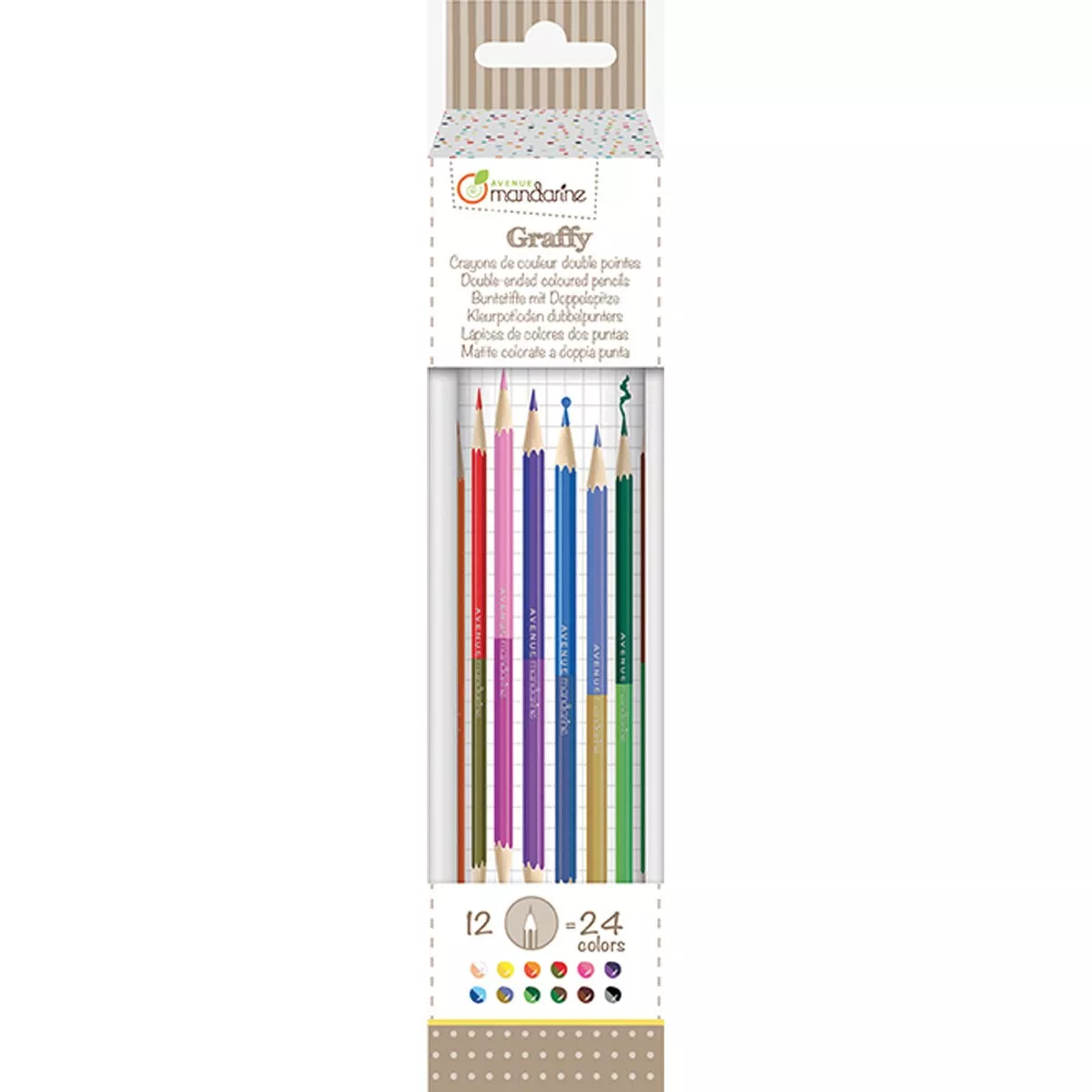 Avenue Mandarine - Tubo 12 Lapices De Colores Doble Punta Blanco En Oferta Avenue Mandarine - Tubo 12 Lapices De Colores Doble Punta Blanco Barato