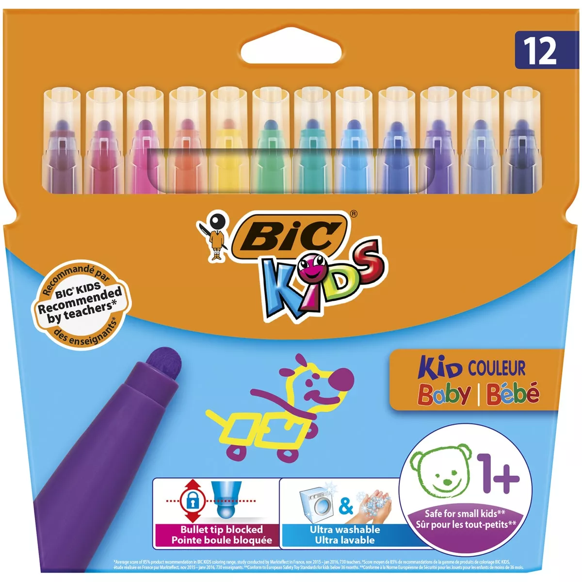 Bic - 12 Rotuladores De Colores Lavables Para Niños A Partir De 1 Año, Punta Extra Ancha, Kids Baby En Oferta Bic - 12 Rotuladores De Colores Lavables Para Niños A Partir De 1 Año