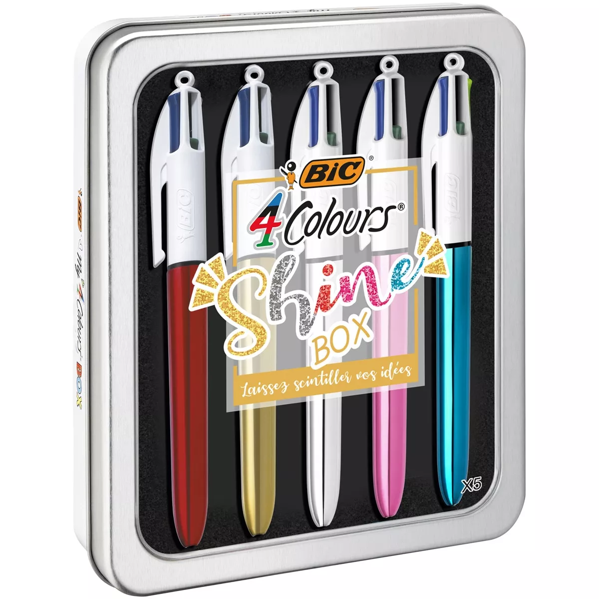 BIC - Caja Metálica De 5 Bolígrafos 4 Colores Shine barato