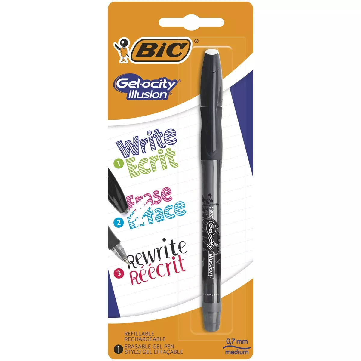 BIC - Pack De 1 Bolígrafo Borrable Gel Gelocity Illusion Punta Media Negro barato