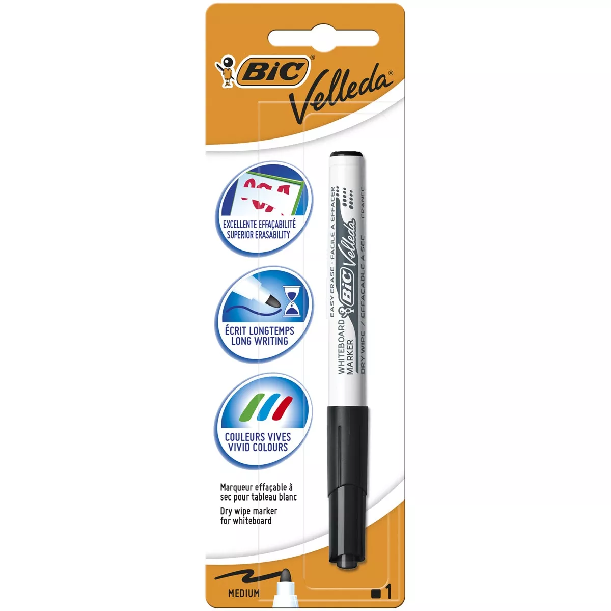BIC - Pack De 1 Marcador Pizarra Blanca Velleda 1741 Punta Media Negro barato
