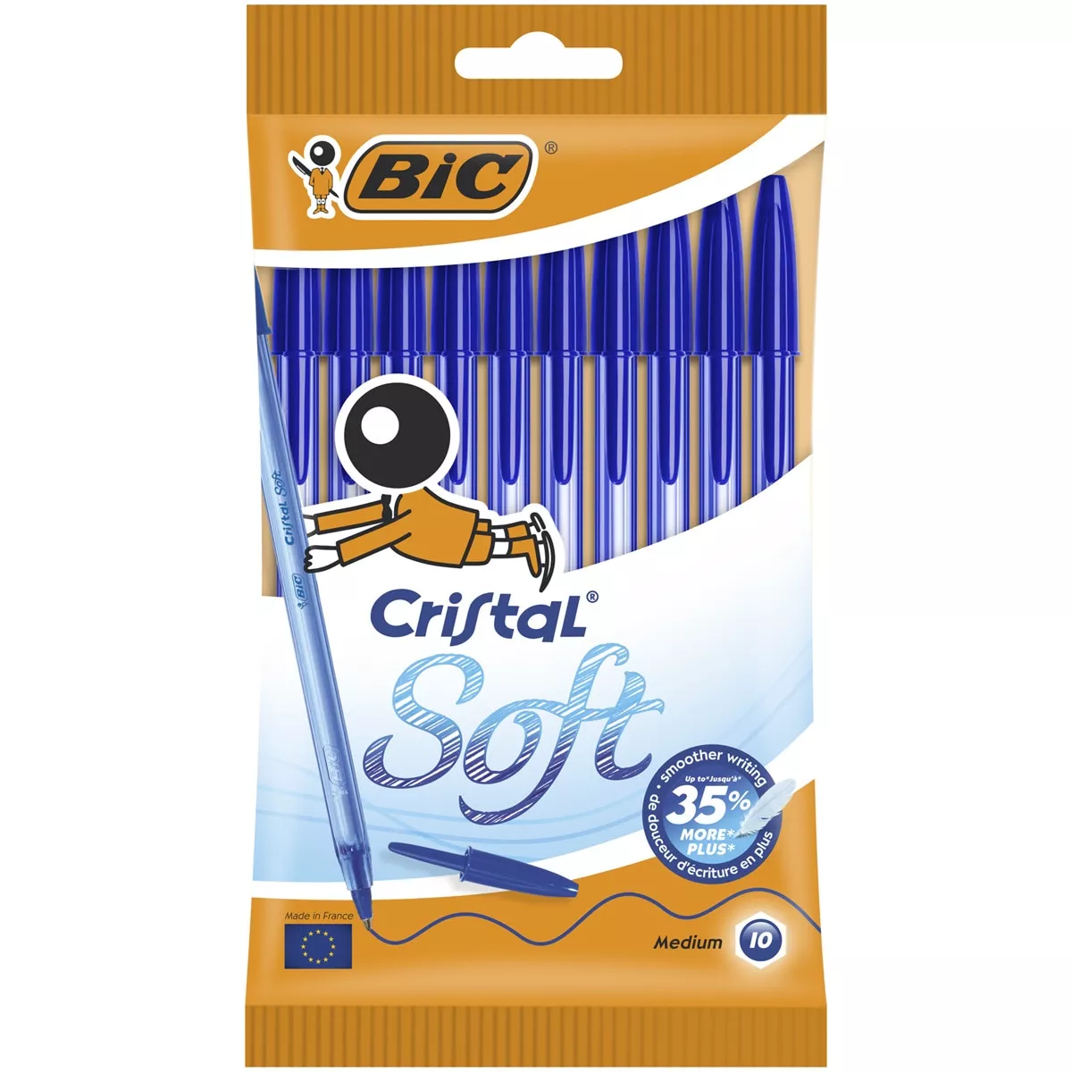 BIC - Pack De 10 Bolígrafos Cristal Soft Punta Media Y Escritrua Suave Azul barato