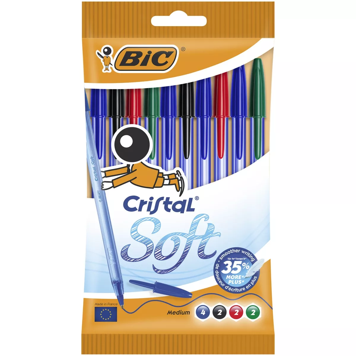 BIC - Pack De 10 Bolígrafos Cristal Soft Punta Media Y Escritrua Suave barato
