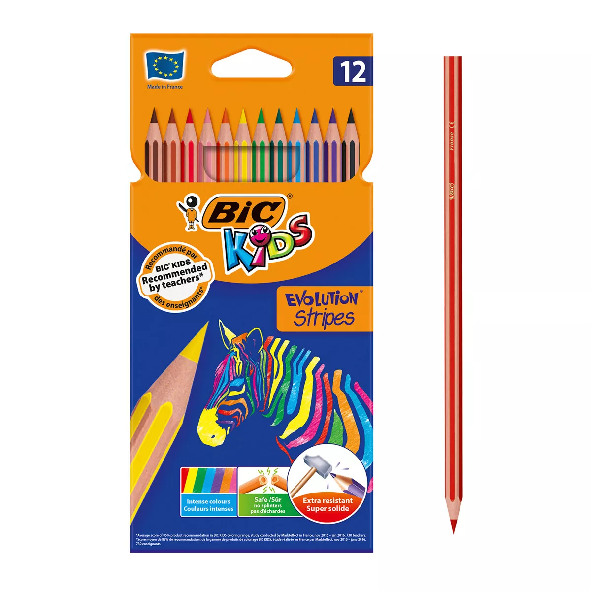 BIC - Pack De 12 Lápices De Colores Para Niños Para Colorear Kids Evolution Stripes barato