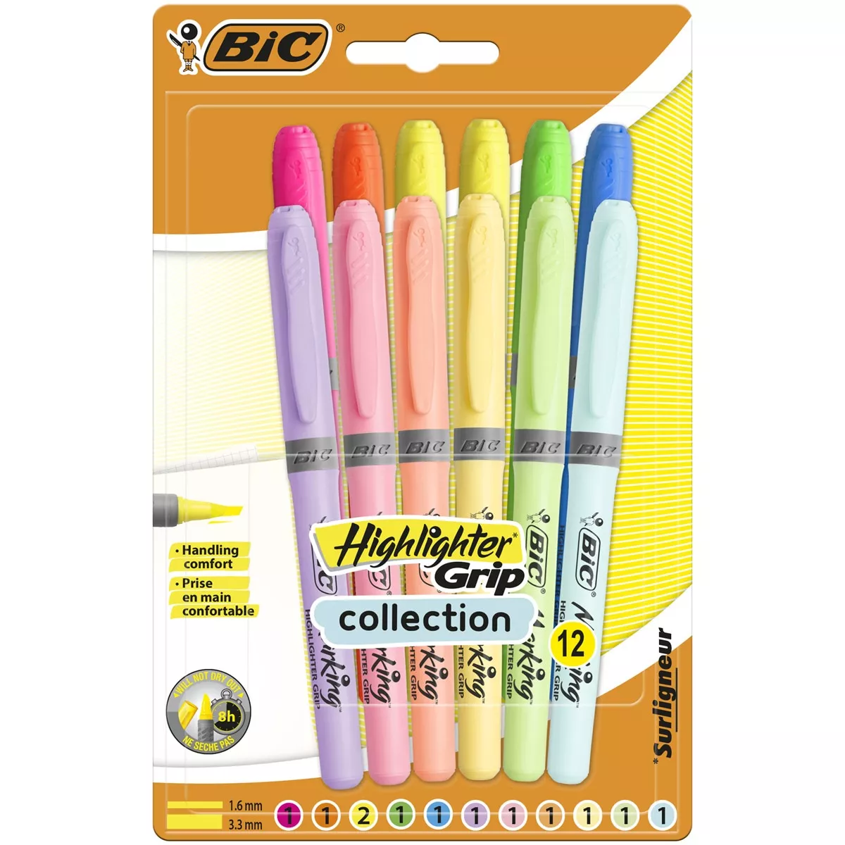 BIC - Pack De 12 Marcadores Fluorescentes Highlighter Grip barato
