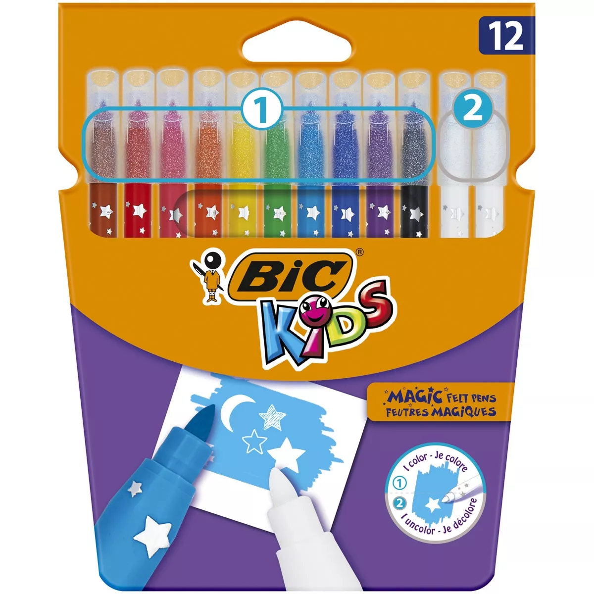 BIC - Pack De 12 Rotuladores De Colores Con Tinta Borrable Para Colorear Kids Magic barato