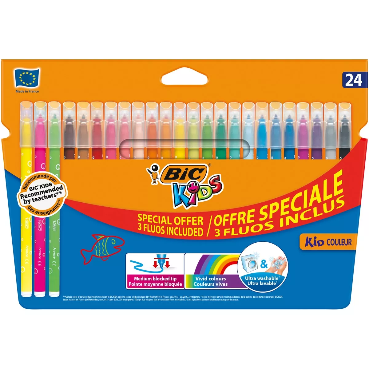 BIC - Pack De 18+6 Rotuladores De Colores Lavables Para Niños Kids Kid Couleur barato