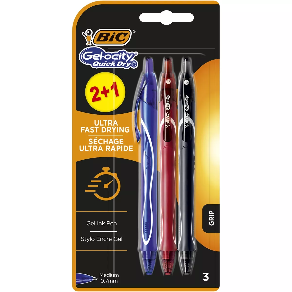 BIC - Pack De 2+1 Bolígrafos Gel Gelocity Quick Dry Punta Media barato