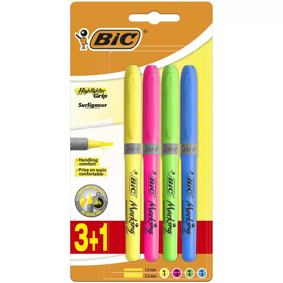 BIC - Pack De 3+1 Marcadores Fluorescentes Highlighter Grip barato