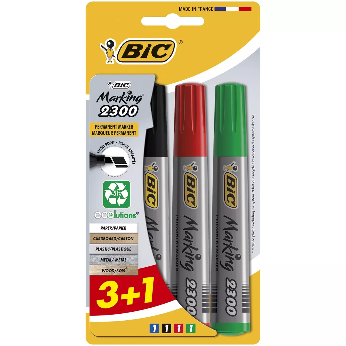 BIC - Pack De 4 Marcadores Permanentes Marking 2300 Ecolutions barato