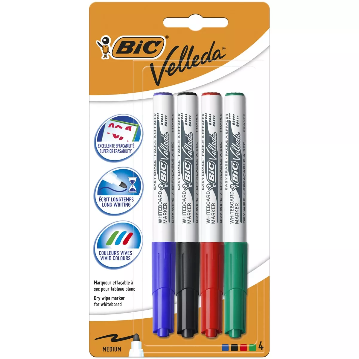 BIC - Pack De 4 Marcadores Pizarra Blanca Velleda 1741 Punta Media barato