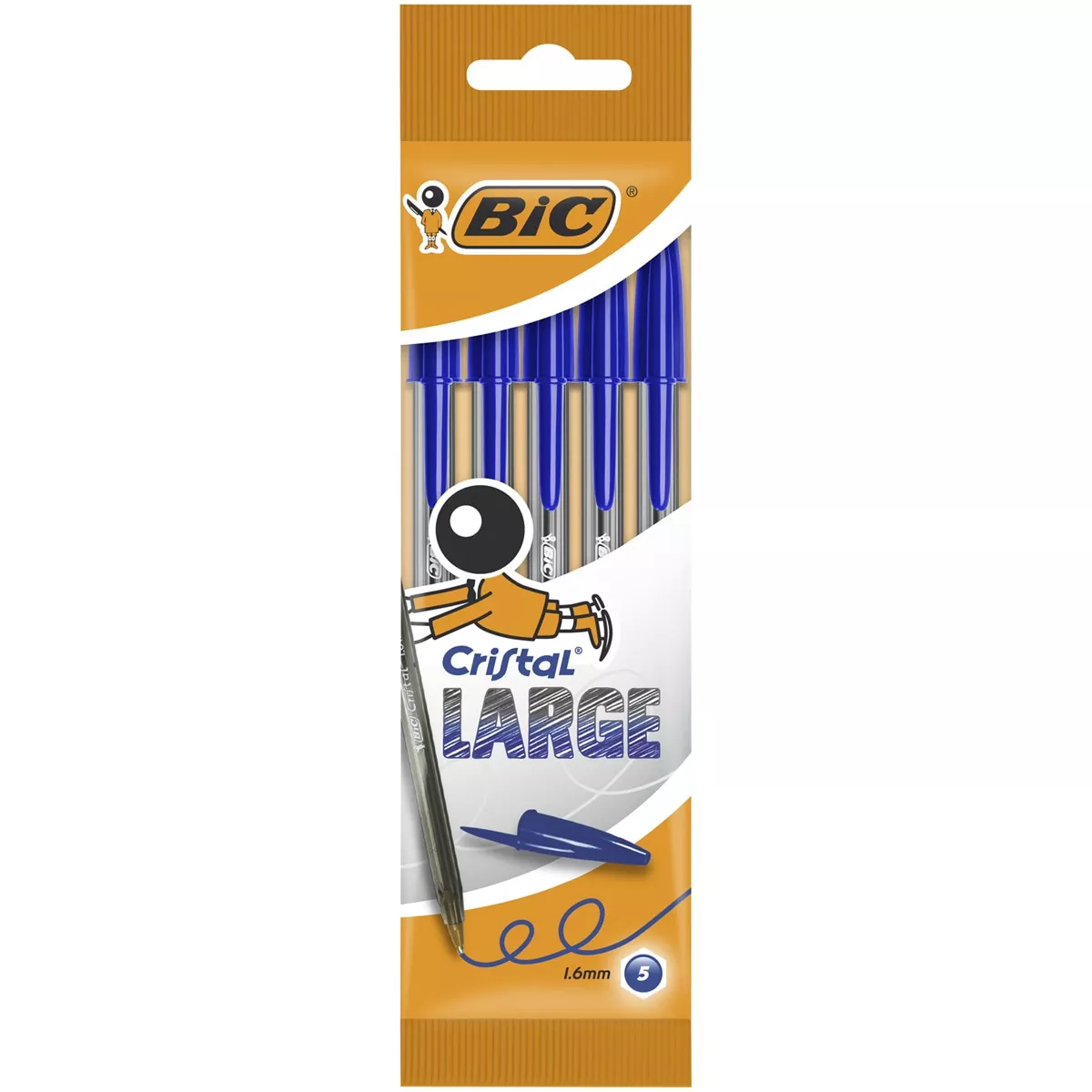 BIC - Pack De 5 Bolígrafos Cristal Large Punta Ancha Azul barato