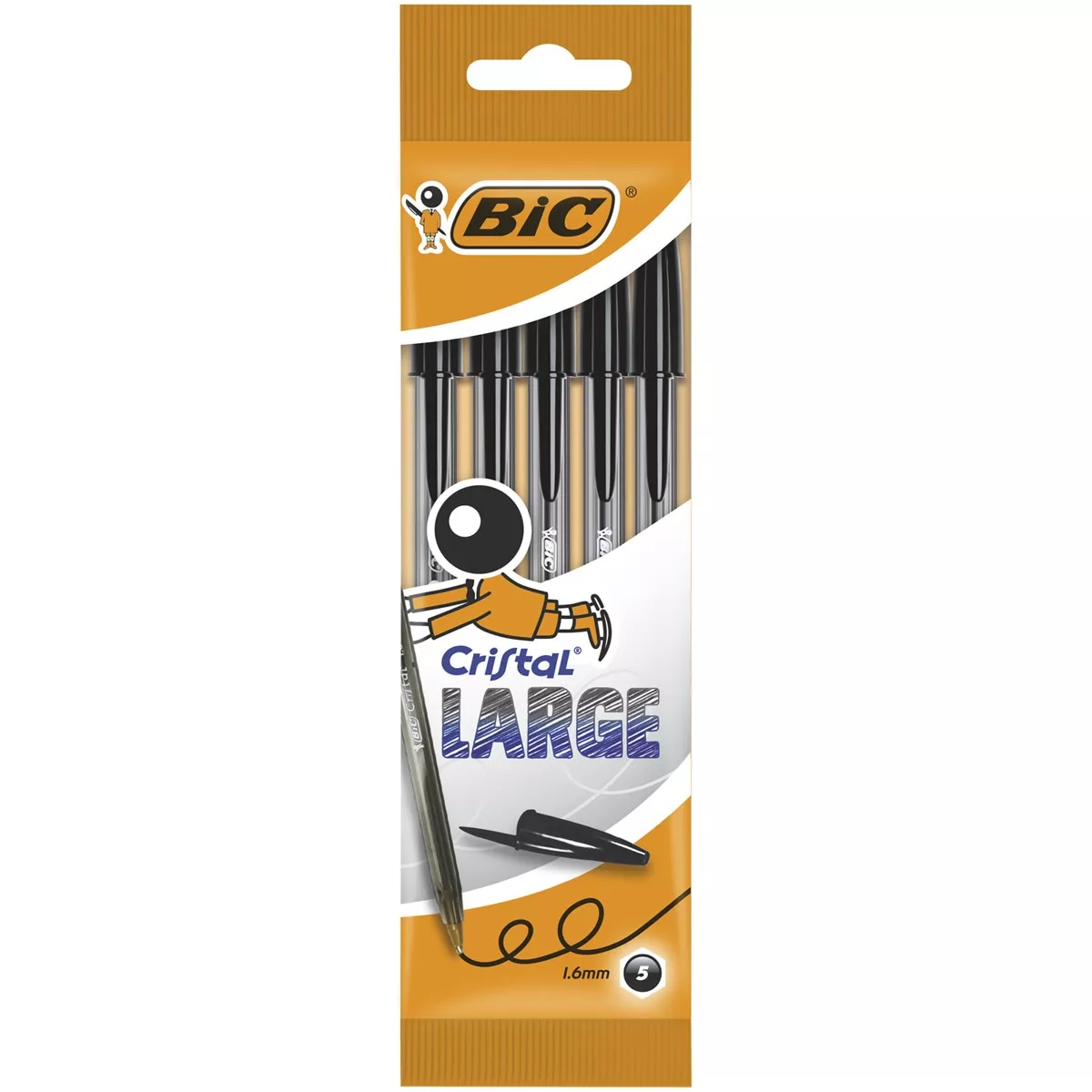 BIC - Pack De 5 Bolígrafos Cristal Large Punta Ancha Negro barato