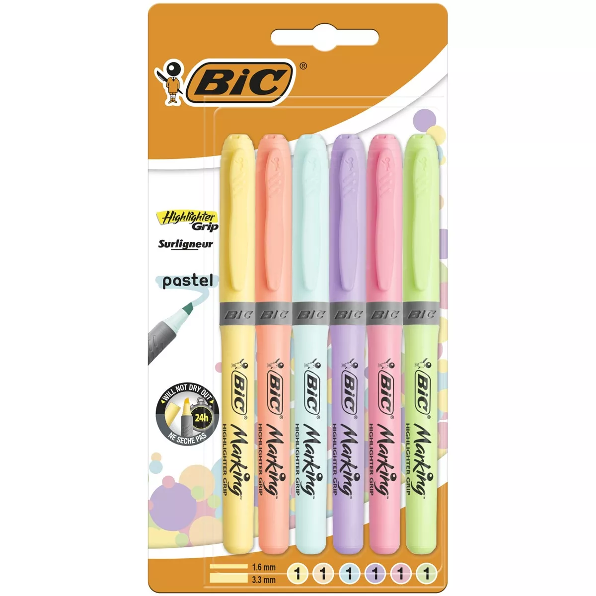 BIC - Pack De 6 Marcadores Fluorescentes Highlighter Grip Pastel barato