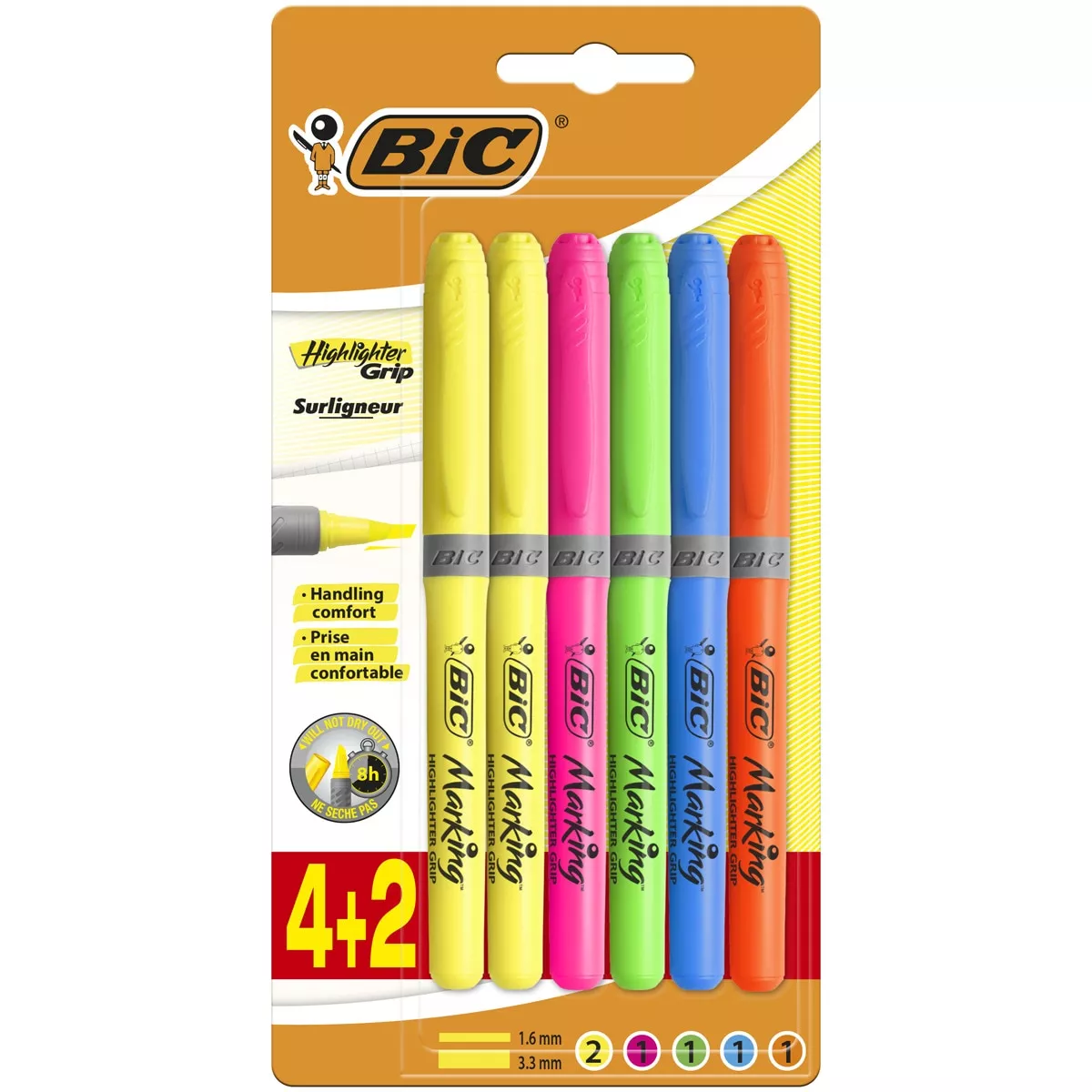BIC - Pack De 6 Marcadores Highlighters Grip Multicolor barato