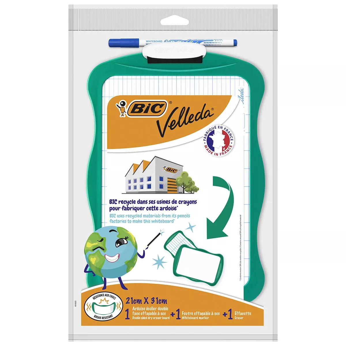 BIC - Pack De Pizarra Blanca Reciclada Velleda Con Marcador Y Borrador. Tamaño 21x31cm barato