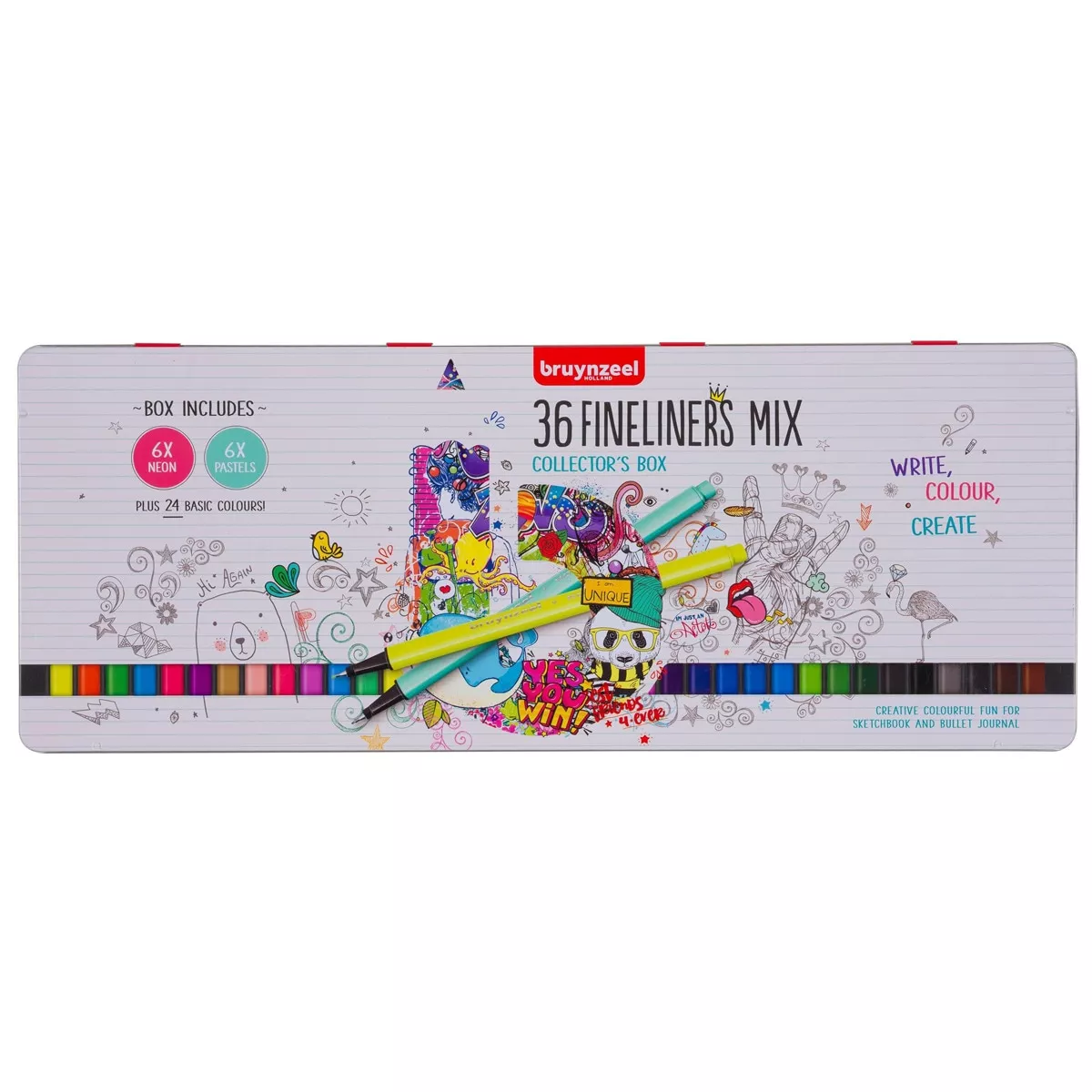 Bruynzeel - Caja Metálica 36 Rotuladores Punta Fina Multicolor En Oferta Bruynzeel - Caja Metálica 36 Rotuladores Punta Fina Multicolor Barato
