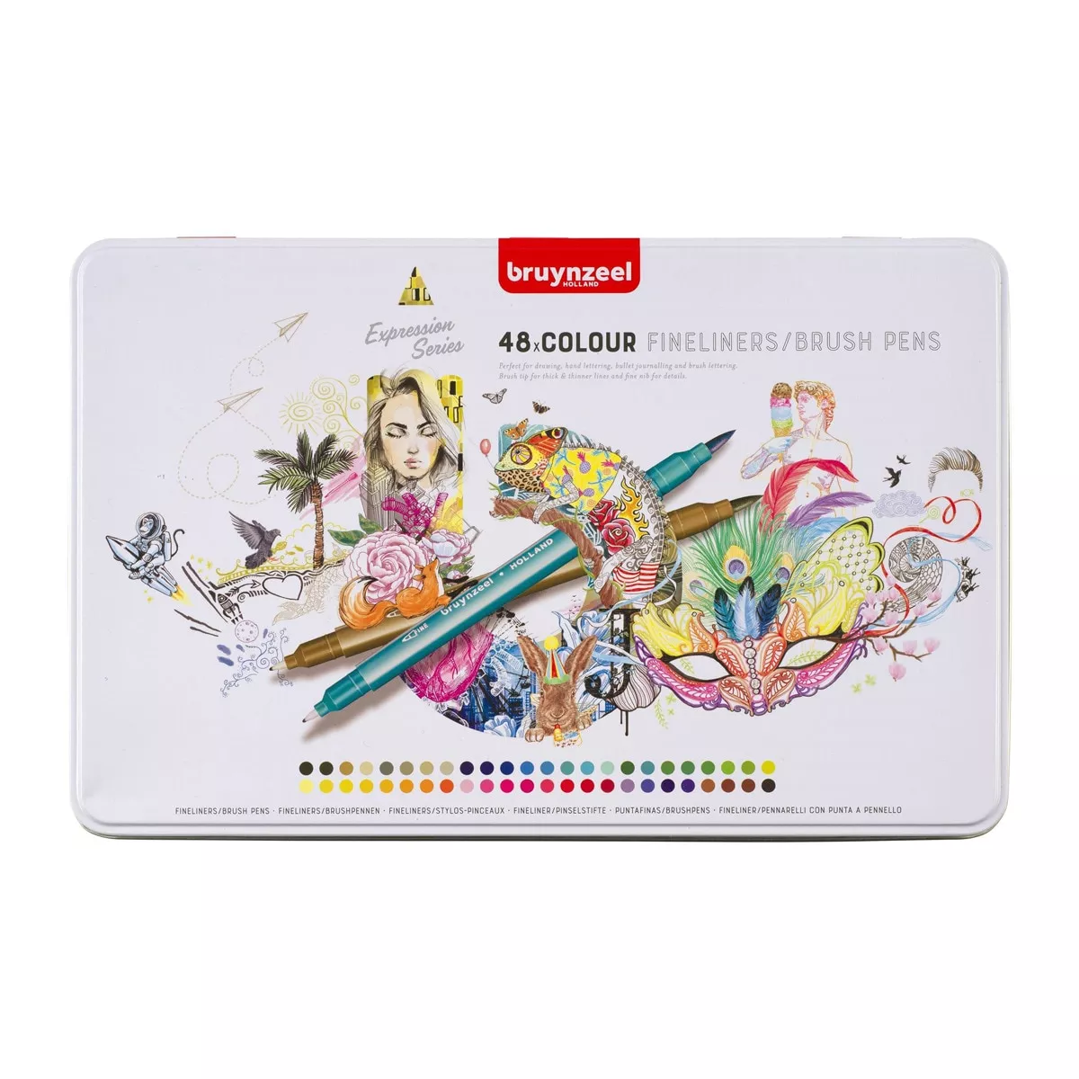Bruynzeel - Caja Metálica 48 Rotuladores Doble Punta Pincel Y Punta Fina Multicolor En Oferta Bruynzeel - Caja Metálica 48 Rotuladores Doble Punta Pincel Y Punta Fina Multicolor Barato