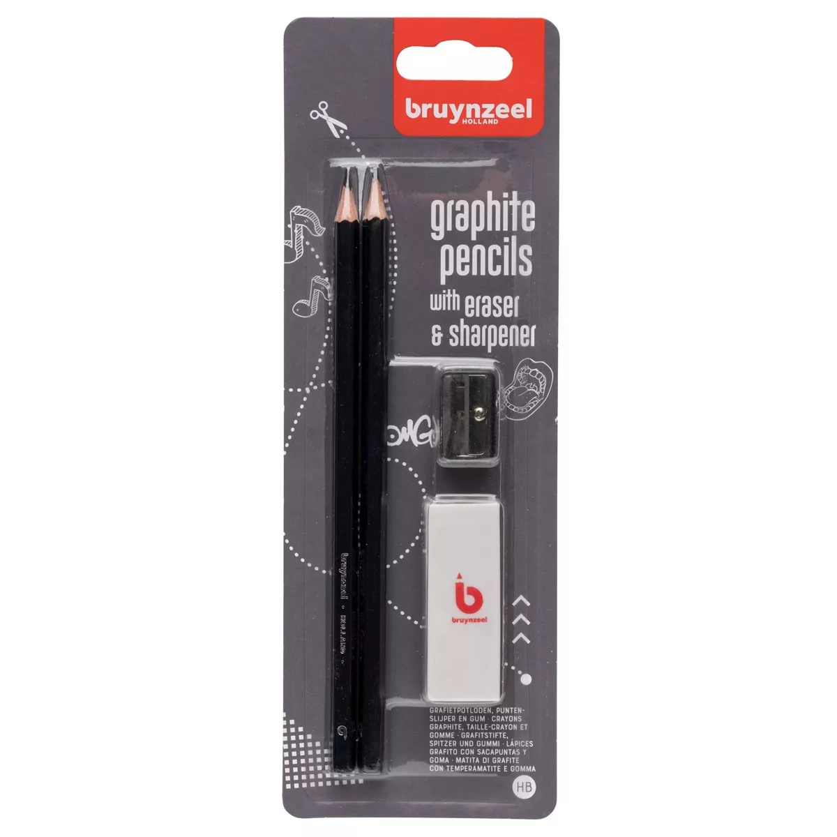 Bruynzeel - Set 2 Lápices De Grafito Más Sacapuntas Y Goma De Borrar Multicolor barato