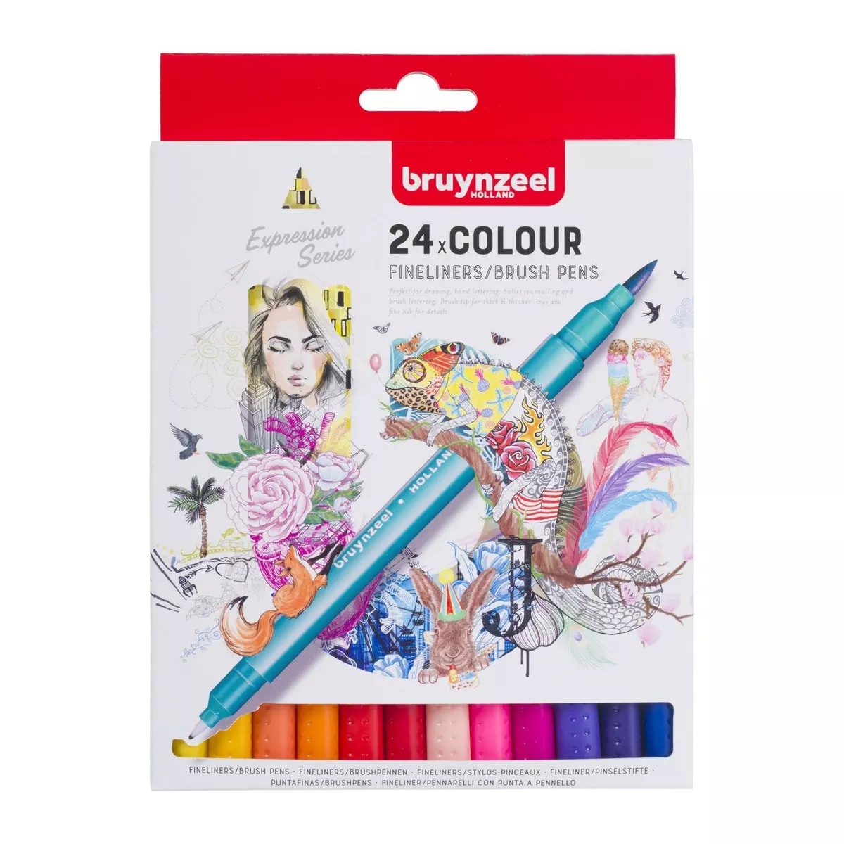 Bruynzeel - Set 24 Rotuladores Doble Punta Pincel Y Punta Fina Multicolor barato