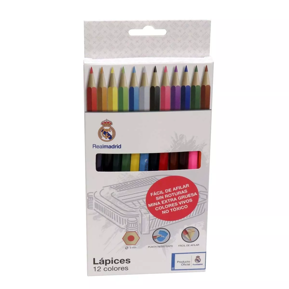 Cyp Brands - Caja De 12 Lapices De Colores Real Madrid C.f. Blanco Multicolor En Oferta Cyp Brands - Caja De 12 Lapices De Colores Real Madrid C.f. Blanco Multicolor Barato