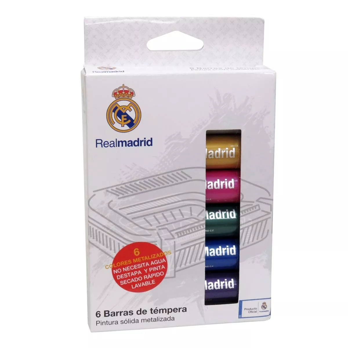 Cyp Brands - Caja De 6 Temperas En Barra Real Madrid C.f. Blanco Multicolor En Oferta Cyp Brands - Caja De 6 Temperas En Barra Real Madrid C.f. Blanco Multicolor Barato