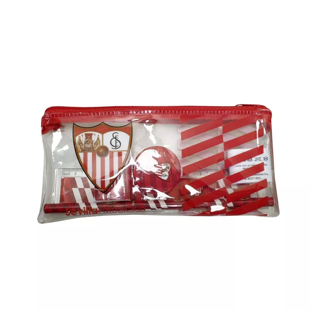 CYP Brands - Portatodo Con Material Escolar Sevilla FC Transparente Blanco Y Rojo barato