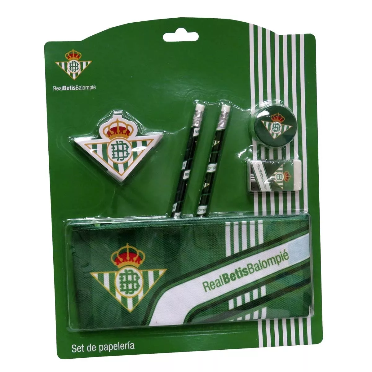 Cyp Brands - Set De Portatodo Dos Lápices, Goma Y Sacapuntas Betis Verde, Blanco Y Negro En Oferta Cyp Brands - Set De Portatodo Dos Lápices