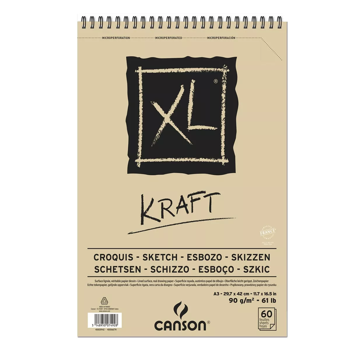 Canson - Álbum Espiral Microperforado, 29,7X42 Cm, 60 Hojas, Xl Kraft, 90G, Beige En Oferta Canson - Álbum Espiral Microperforado