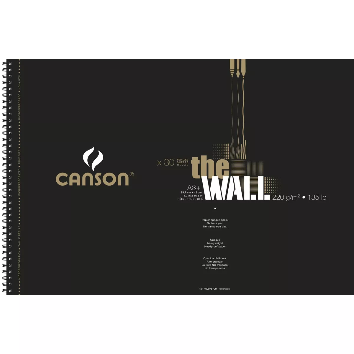Canson - Álbum Espiral Microperforado, 29,7X43,7 Cm, 30 Hojas, The Wall, Extraliso, 220G En Oferta Canson - Álbum Espiral Microperforado