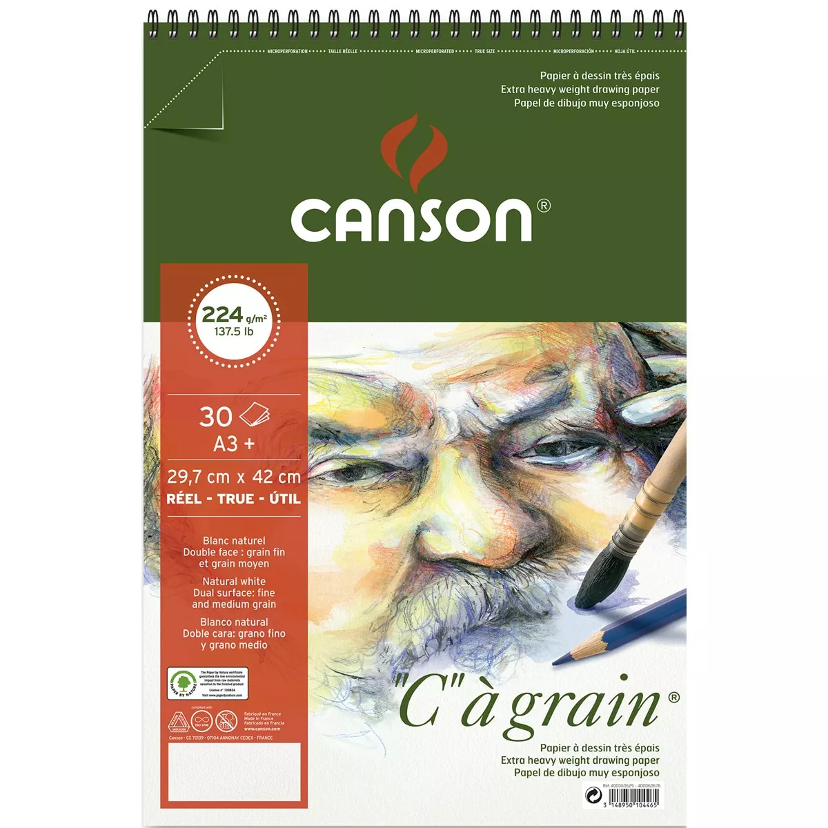 Canson - Album Espiral Microperforado, 30 Hojas, A3+, Papel C A Grain, Grano Fino, 224G En Oferta Canson - Album Espiral Microperforado