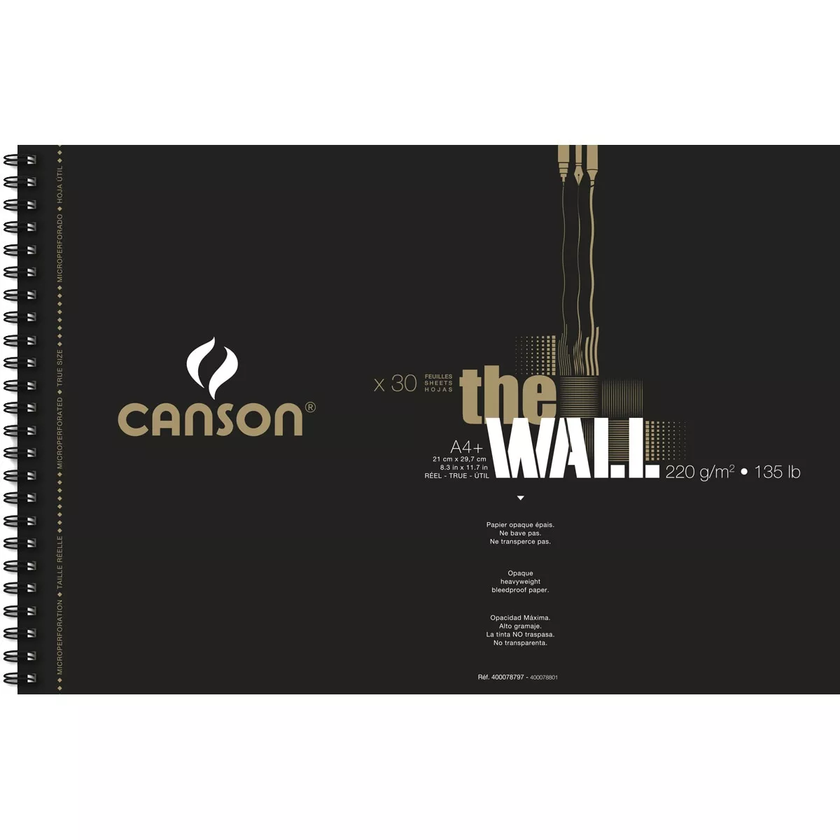 Canson - Album Espiral Microperforado, 30 Hojas, A4+, Papel The Wall, Extraliso, 220G En Oferta Canson - Album Espiral Microperforado