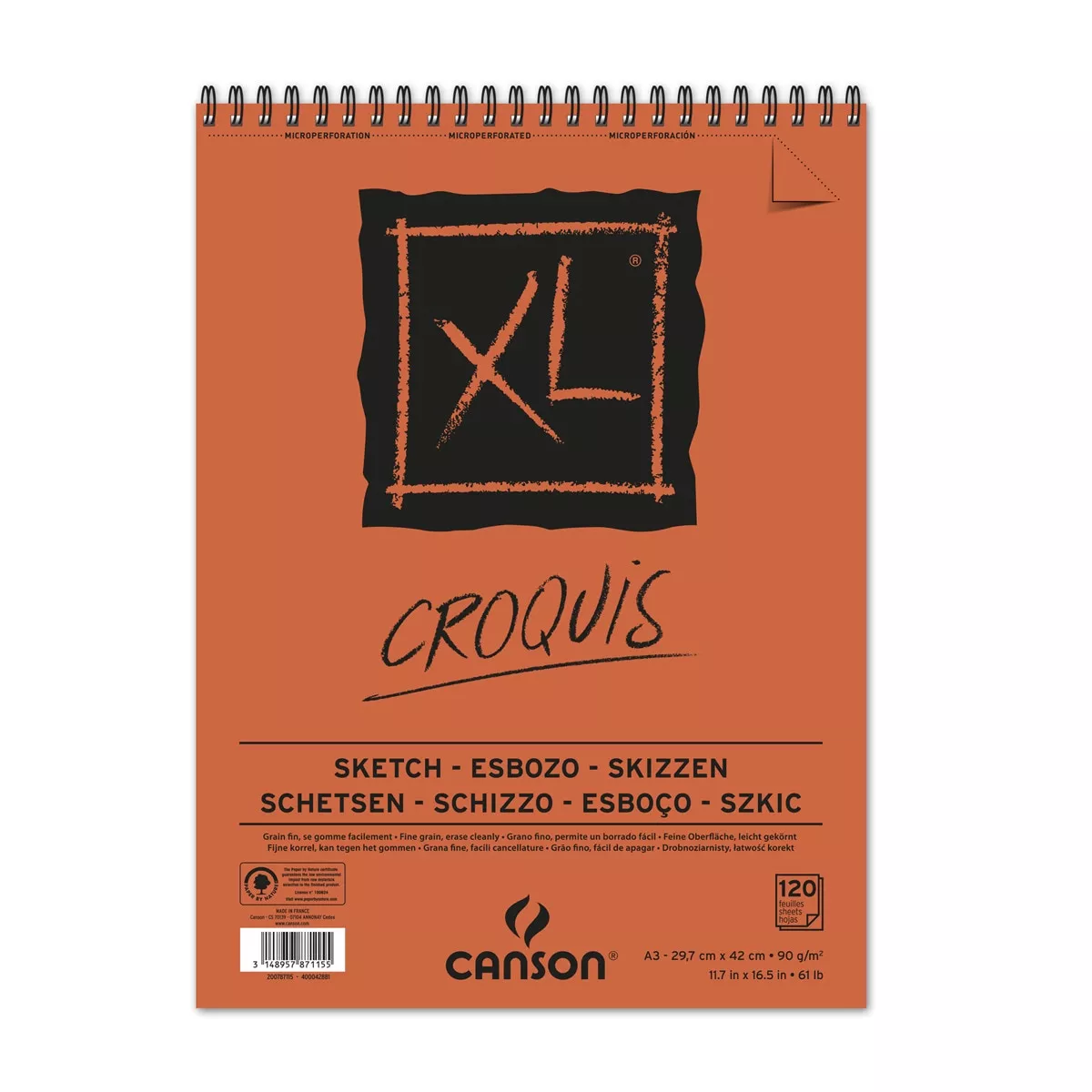 Canson - Álbum Espiral Microperforado A3 120 Hojas Grano Fino 90G Xl Croquis Blanco En Oferta Canson - Álbum Espiral Microperforado A3 120 Hojas Grano Fino 90G Xl Croquis Blanco Barato