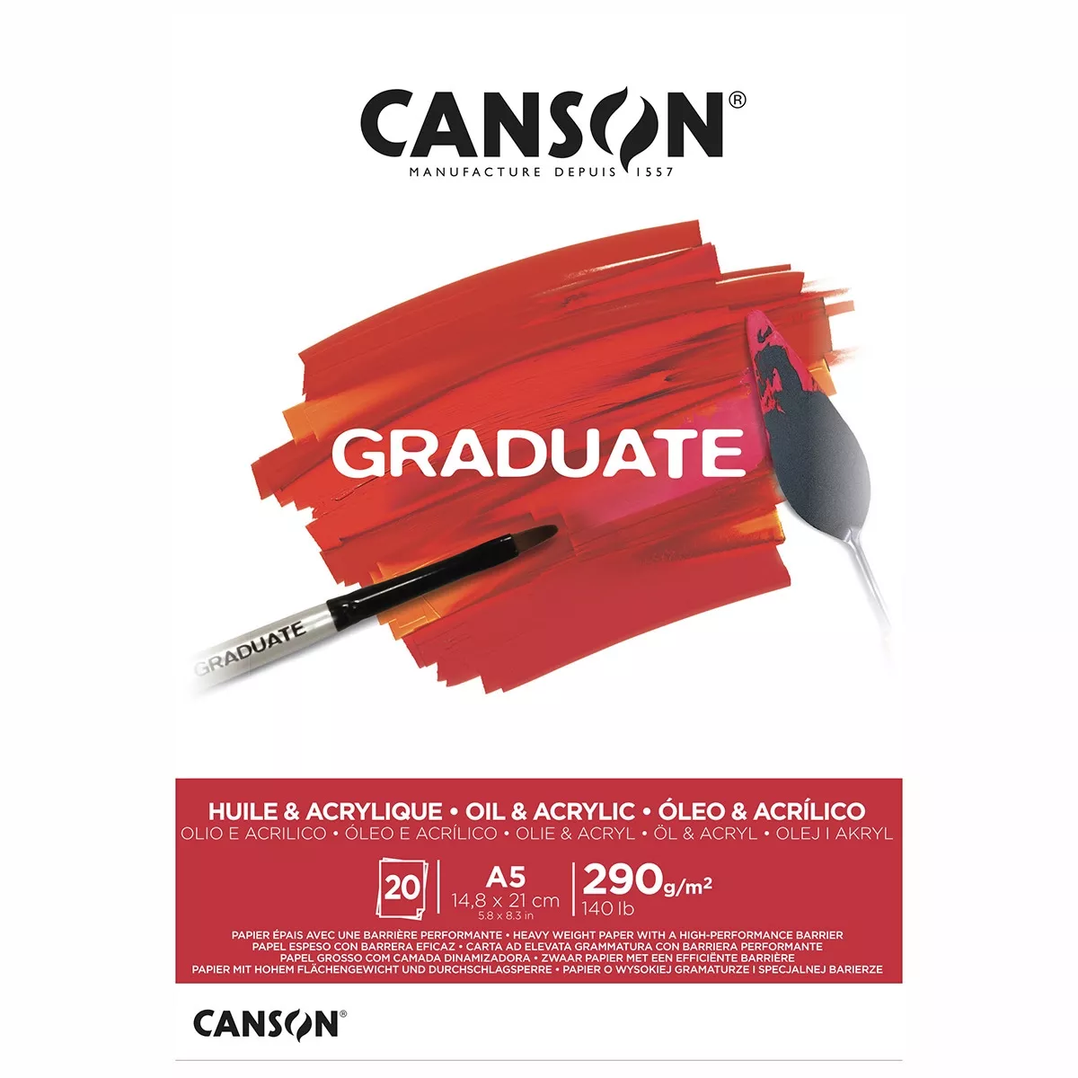 Canson - Bloc Encolado 14,8X21 20 Hojas Fino 290G Graduate Óleo &Amp; Acrílico En Oferta Canson - Bloc Encolado 14