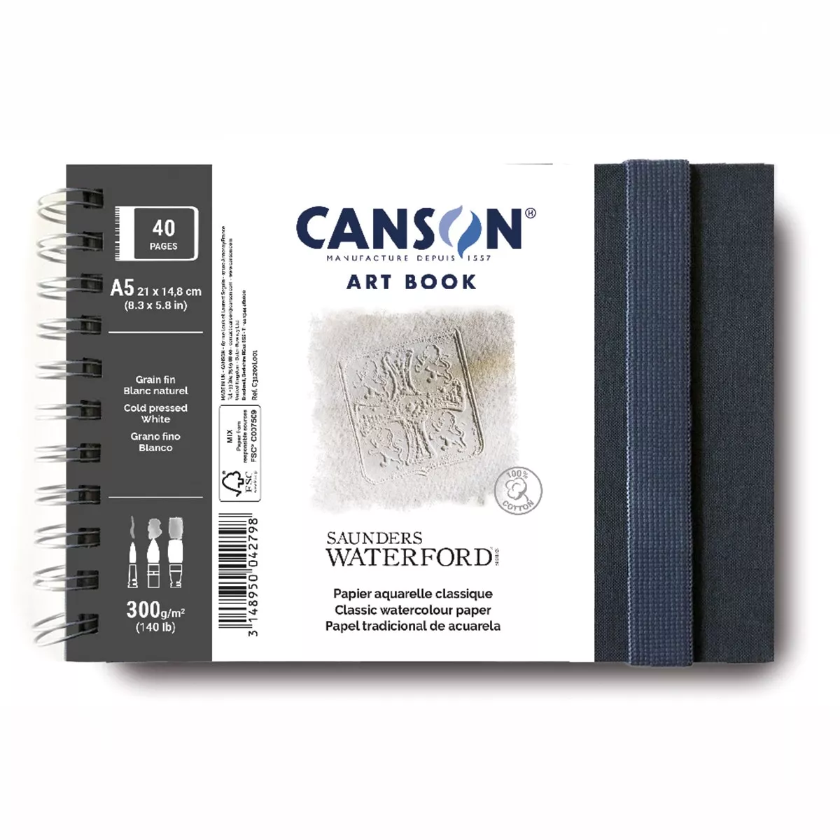 Canson - Cuaderno 14,8X21 (Paisaje) 20 Hojas 100% Fino 300G Saunders Waterford En Oferta Canson - Cuaderno 14