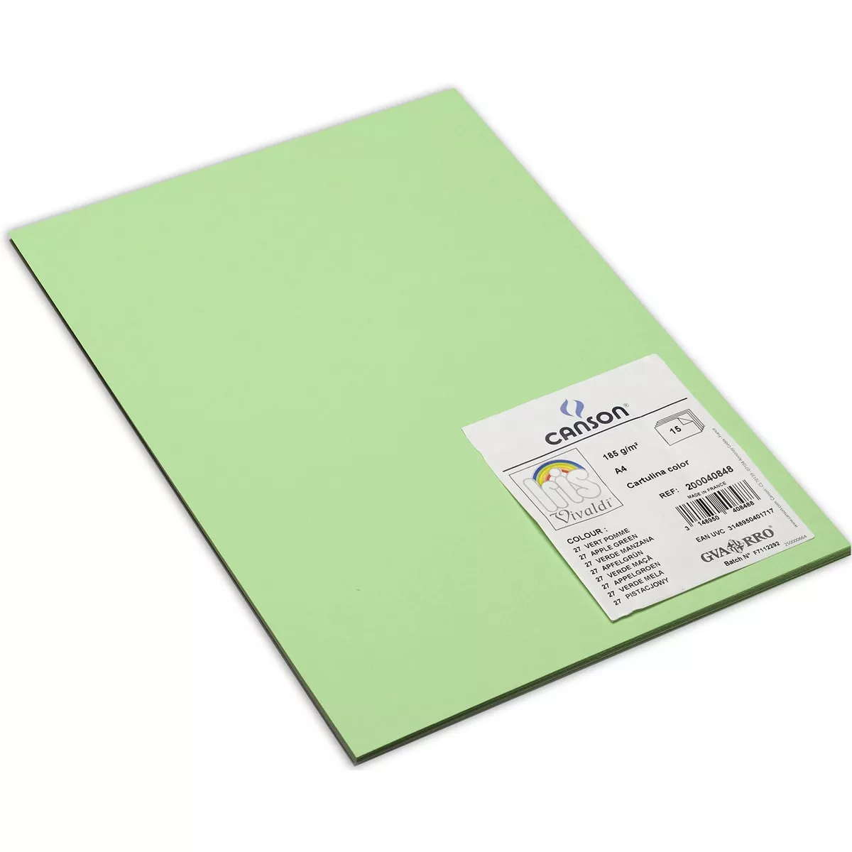 Canson - Pack, 15 Hojas A4, Cartulina Iris 185G Verde Manzana En Oferta Canson - Pack