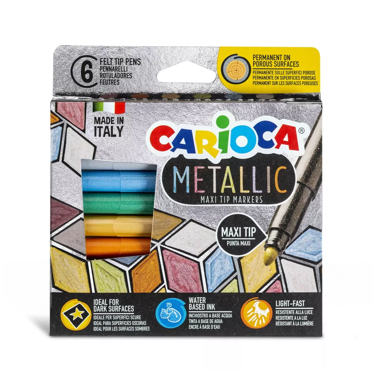 Carioca - Pack 6 Rotuladores Punta Gruesa Metallic Multilingüe barato