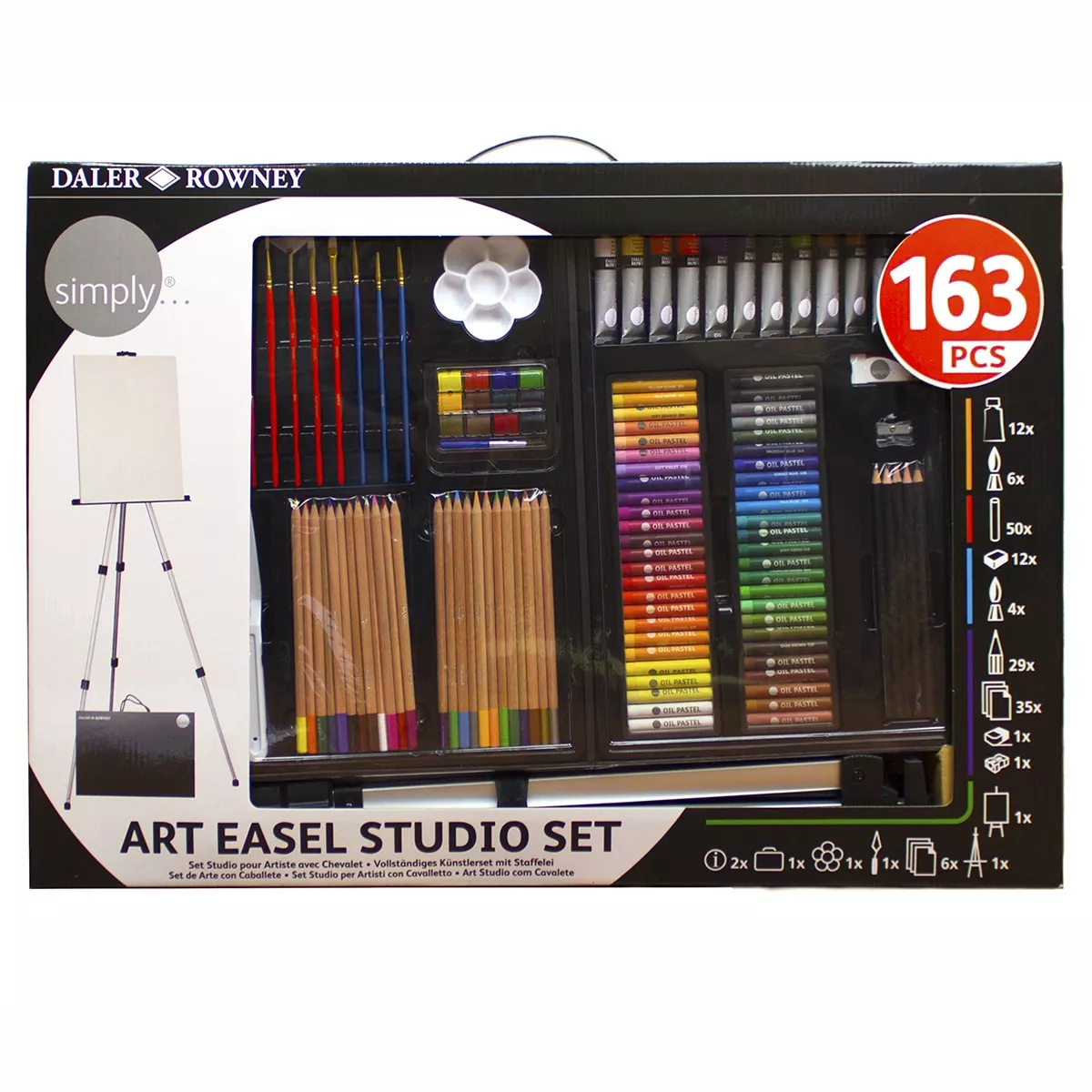 Daler Rowney - Set De Arte Completo 163 Piezas Con Caballete Simply En Oferta Daler Rowney - Set De Arte Completo 163 Piezas Con Caballete Simply Barato