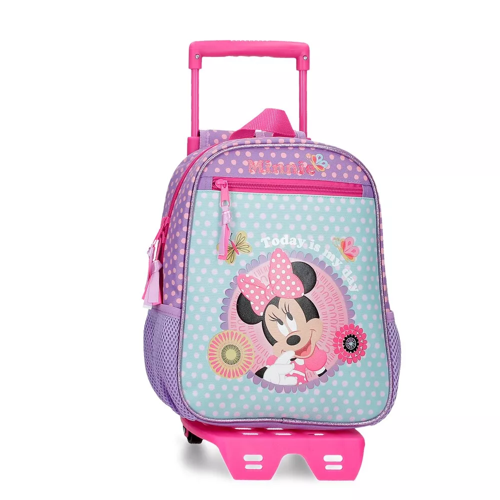Disney - Mochila Guardería Minnie Today Is My Day Con Carro 28 Cm En Morado barato