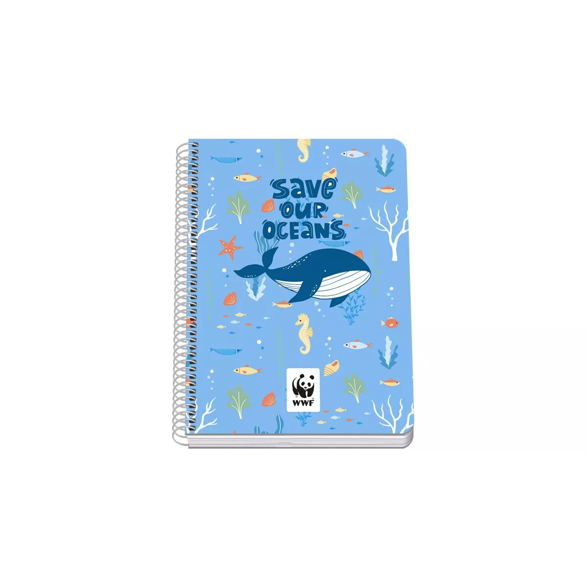 Dohe - Cuaderno Espiral A5 Tapa Dura 80 Hojas Cuadrícula 4x4 Mm WWF Save Our Oceans Multicolor. barato