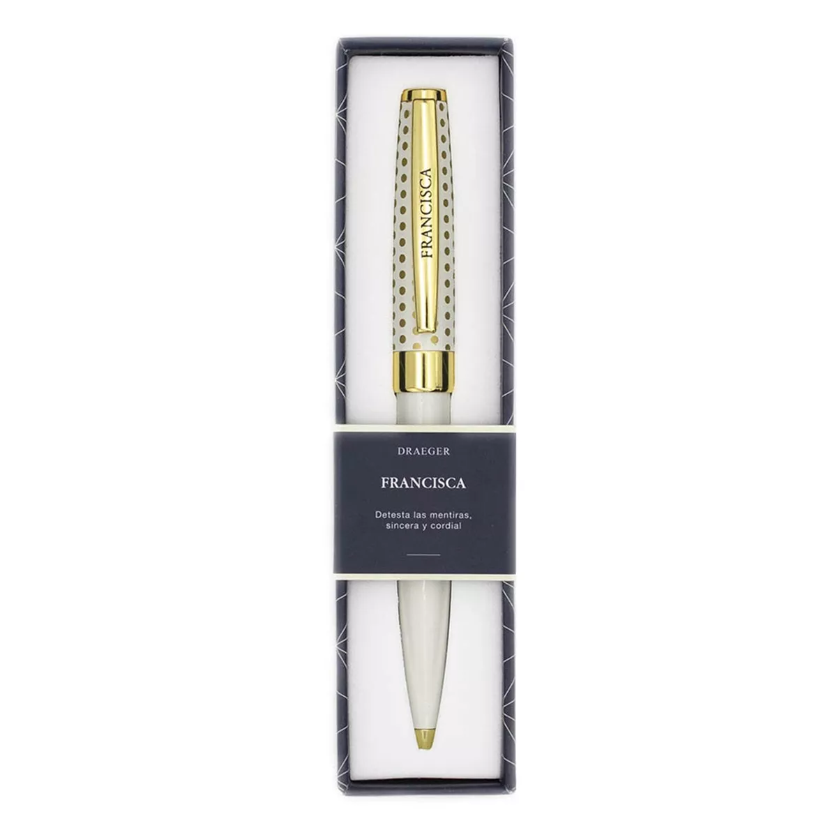 Draeger - Bolígrafo Personalizado Francisca Blanco Y Oro barato