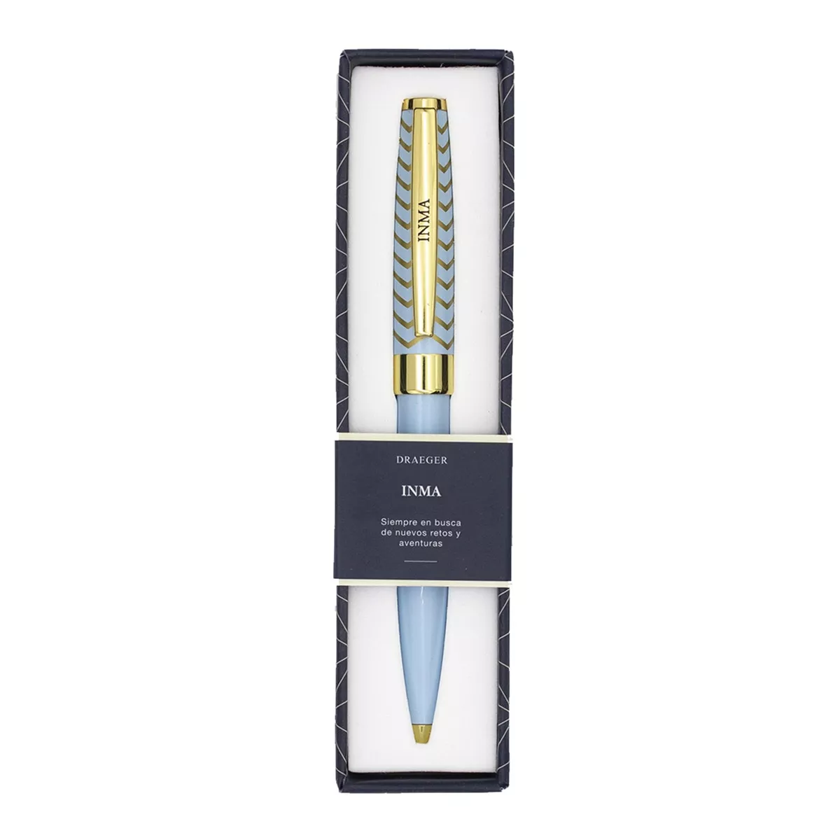 Draeger - Bolígrafo Personalizado Inma Azul Claro Y Oro barato