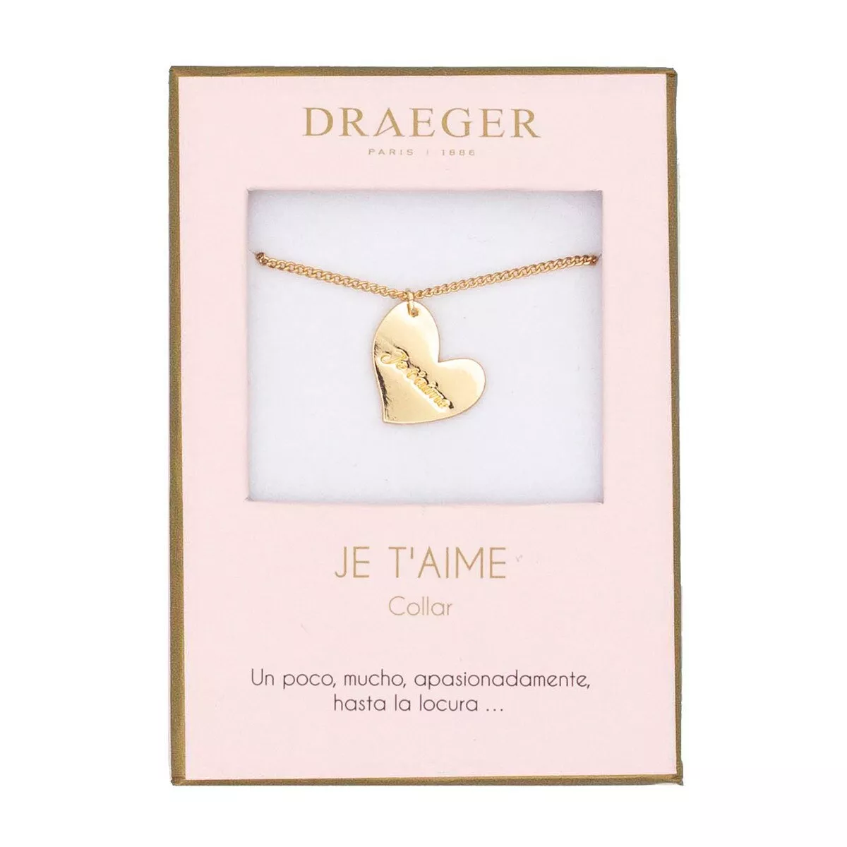 Draeger - Collar Corazón Je T'aime Sin Níquel Dorado barato