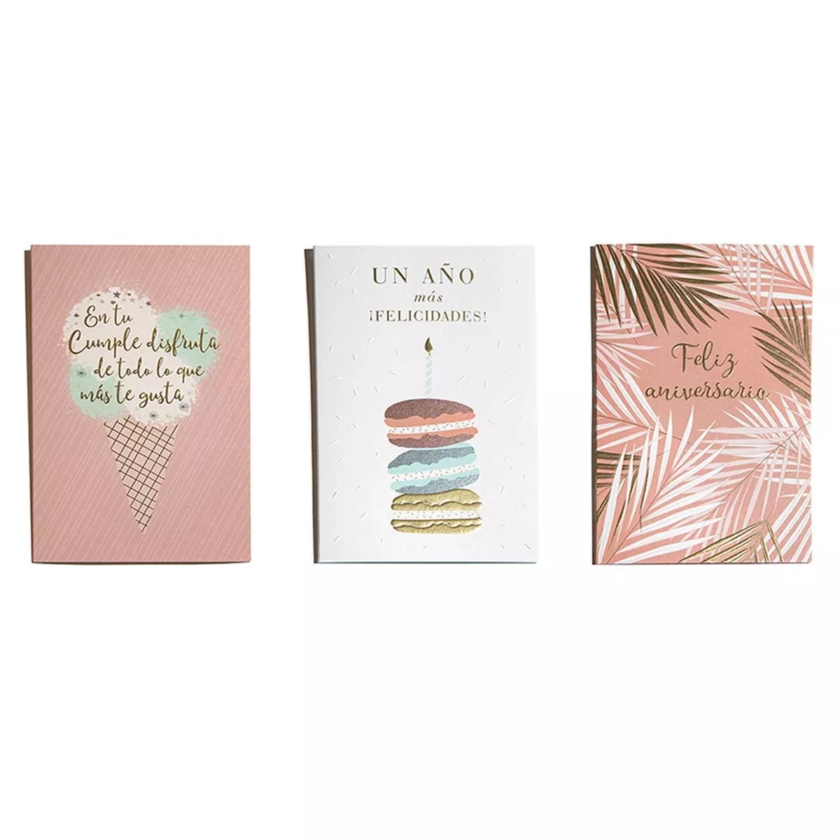 Draeger - Pack De 3 Tarjetas Con Sobres Para Felicitar Cumpleaños Modelo B Colores Pastel. barato