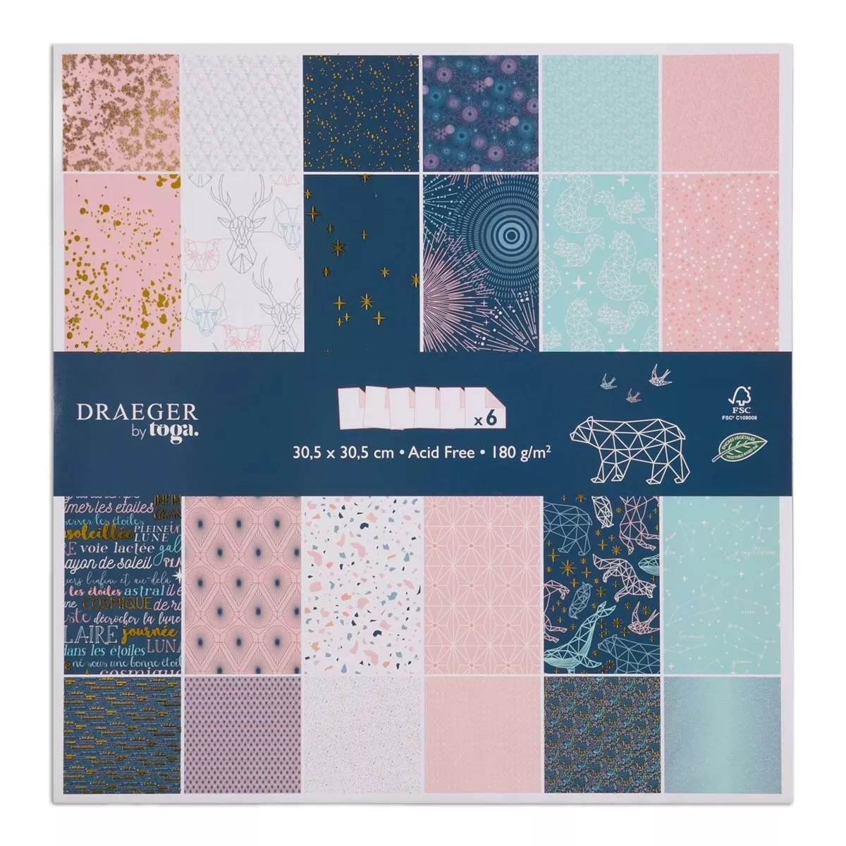 Draeger - Set 6 Hojas Papel Impreso Recto/Verso 12 Diseños Constelaciones En Oferta Draeger - Set 6 Hojas Papel Impreso Recto/Verso 12 Diseños Constelaciones Barato